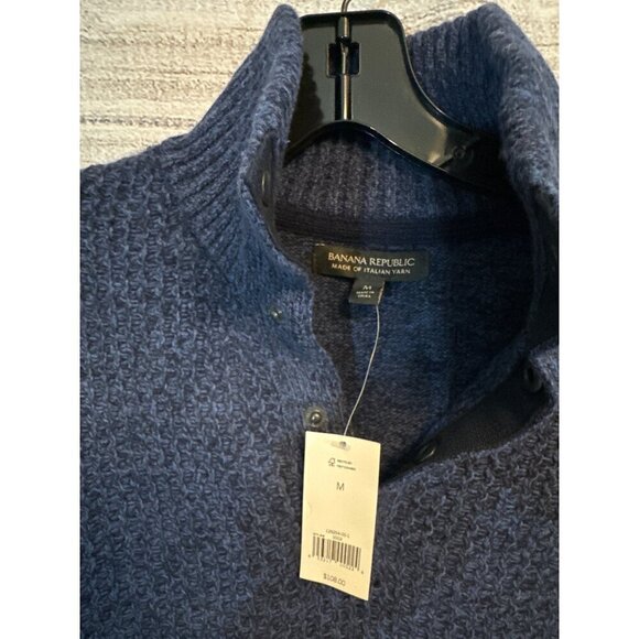 NWT Banana Republic Mens Navy Wool & Cashmere Sweater Size M - Picture 2 of 3